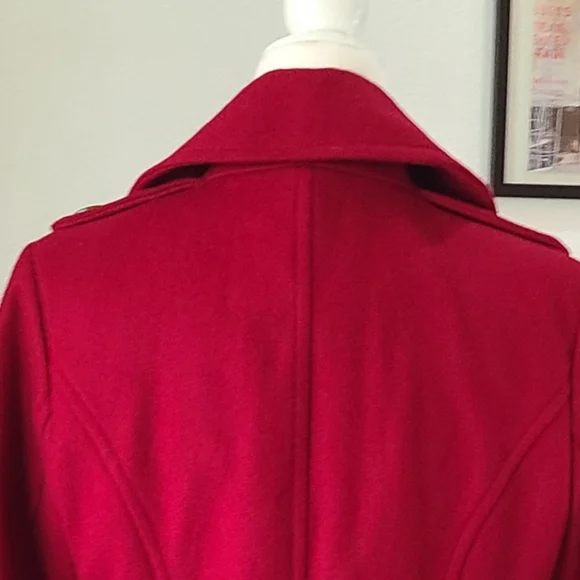 NWT'S- MICHAEL- MICHAEL KORS -Beautiful Womens Red Wool Blend Peacoat-Size Small - Picture 7 of 9